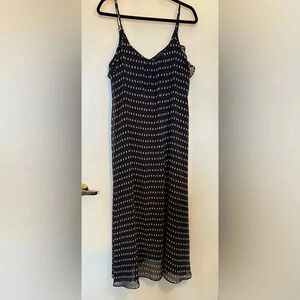 Who What Wear Spaghetti Strap Sheer Black Maxi with White & Red Print Size M